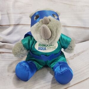 Rhinocort Aqua Super Rhino Promo Plush Stuffed Toy Satin Costume Cape 7 Inch